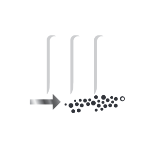 A white radiator with a black arrow, showing how a power flush removes sludge, improving how the radiator heats up.