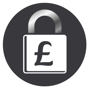 British Pound Sterling symbol within lock, conveying that Boiler Bunny Heating provide fixed price boiler repair.